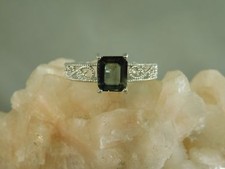 1.39 Ct. Emerald Cut Green Sapphire Sterling Silver Art Deco Style Filigree Ring