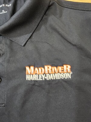 Sport-Tec Harley-Davidson Golf Polo Men's XL Black Embroidered ''Mad River''