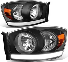 Black LED DRL Headlights Assembly For 2006-2009 Dodge Ram 1500/2500/3500 NEW SET