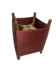 Japanese Itomaki Wooden Spool Rust Red Silk Kimono Thread Vintage Full #3