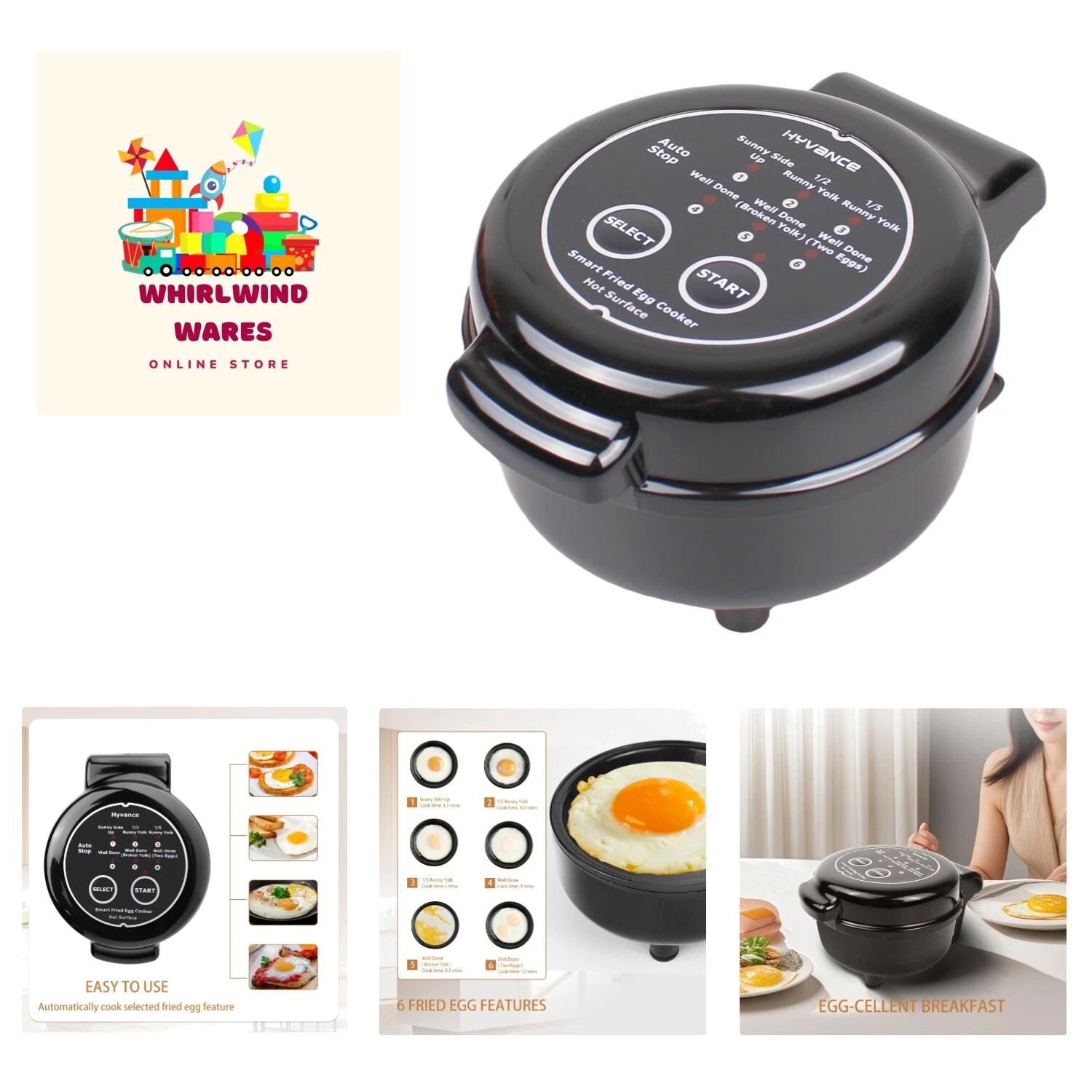 Smart Fried Egg Cooker for 6 Fried Egg Features including Sunny Side Up, Over...
Opens in a new wind
