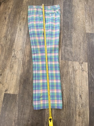 Vintage Mark Fore & Strike By Corbin Madras Plaid Golf Preppy Pants Talon 34x28 - Picture 12 of 22