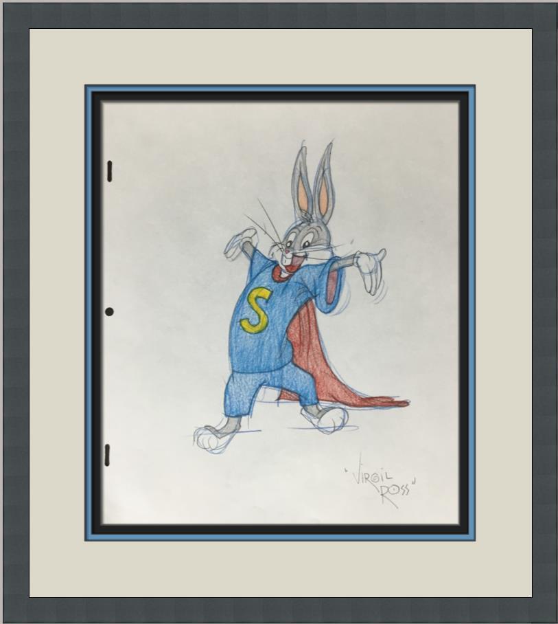 Virgil Ross Original Signed Model Sheet Drawing Bugs Super Rabbit