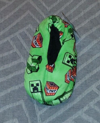 New Boys Minecraft Snuggle Toes Creeper TNT Slipper socks S/M 8-13 Green -4285