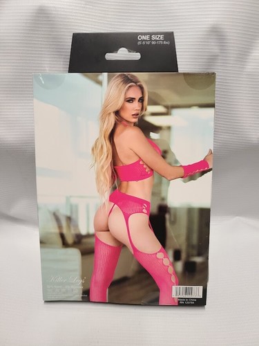 Lingerie Pink Rebel Republic Fishnet Bodystocking Thong Killer Legs - Picture 5 of 5