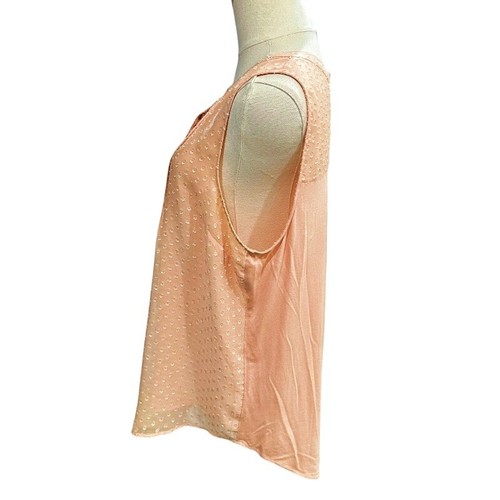 Daniel Rainn Sleeveless Blouse Top LARGE Blush Swiss Dot Pintuck Fairy Feminine - Picture 5 of 9