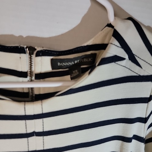 Mini abito BANANA REPUBLIC avorio taglia XS manica corta righe elasticizzato tasca - Foto 2 di 3
