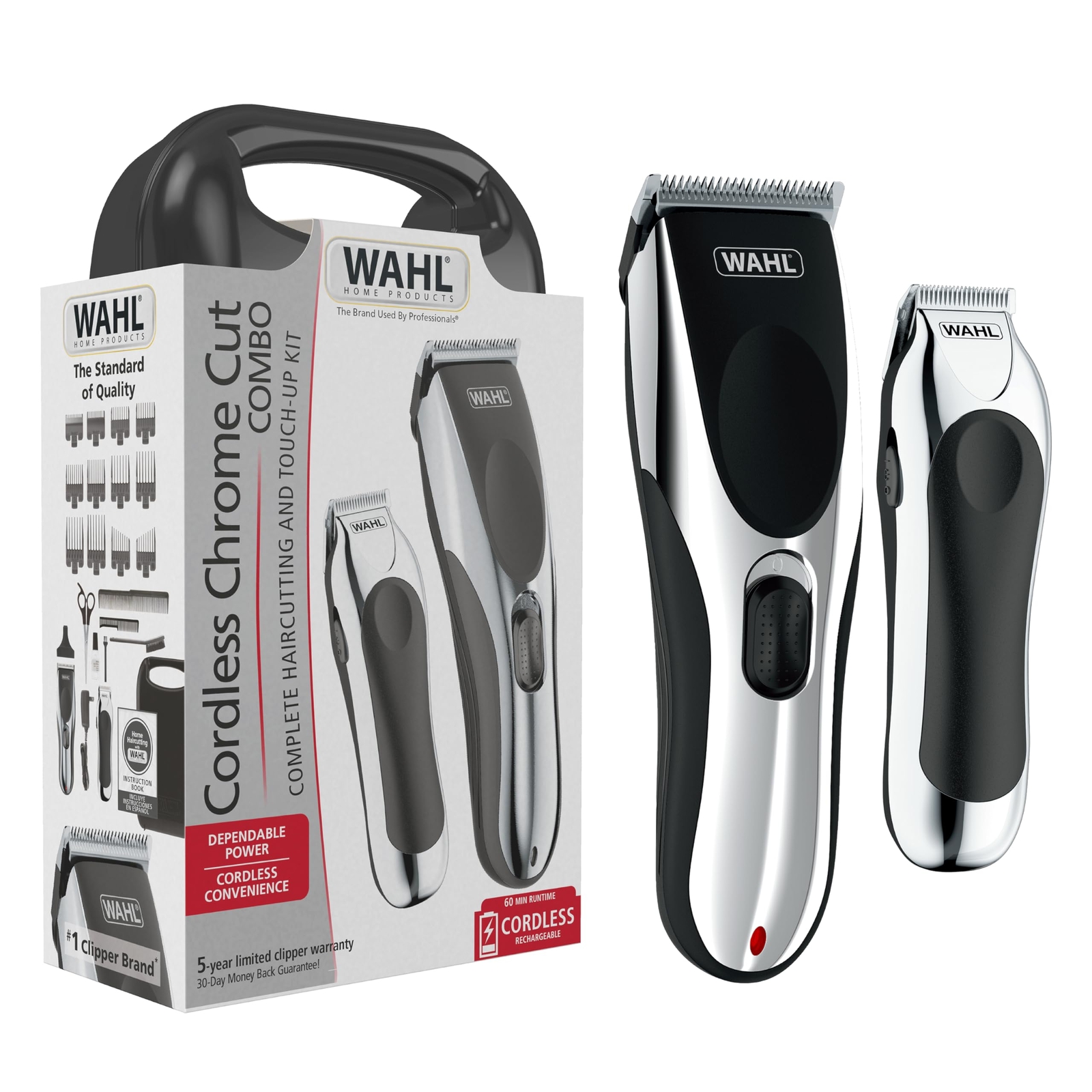 Clipper Cordless Chrome Pro Hair Clippers for Men with Battery Hair Trimmer
