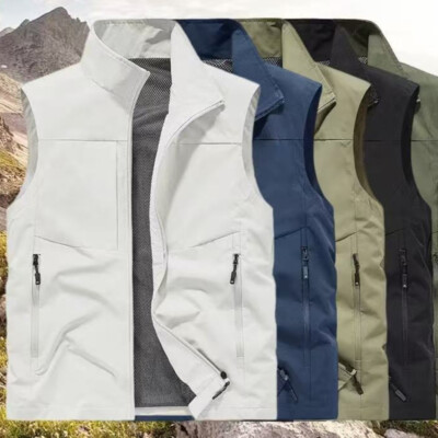 Herren Weste Gilet Tank Tops Outdoor Jacke Mantel Reißverschluss mehrere Taschen Freizeit weich