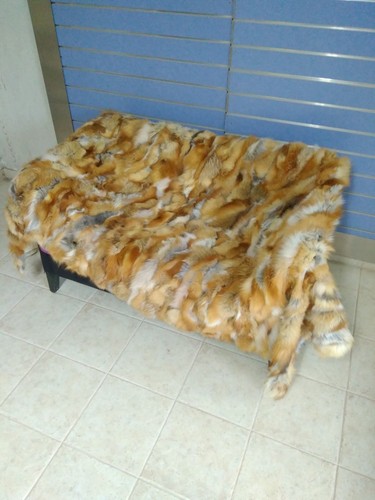 Luxury Red Fox Fur Throw Real Red Fox Fur Blanket / Bedspread - Picture 7 of 8