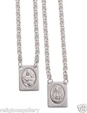 Escapulario de Acero Inoxidable, Medalla Sagrado Corazón de Jesús y Virgen del Monte Carmelo