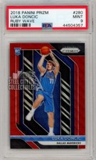 Luka Doncic 2018-19 Panini Prizm Ruby Wave Refractor Rookie Card #280 PSA 9