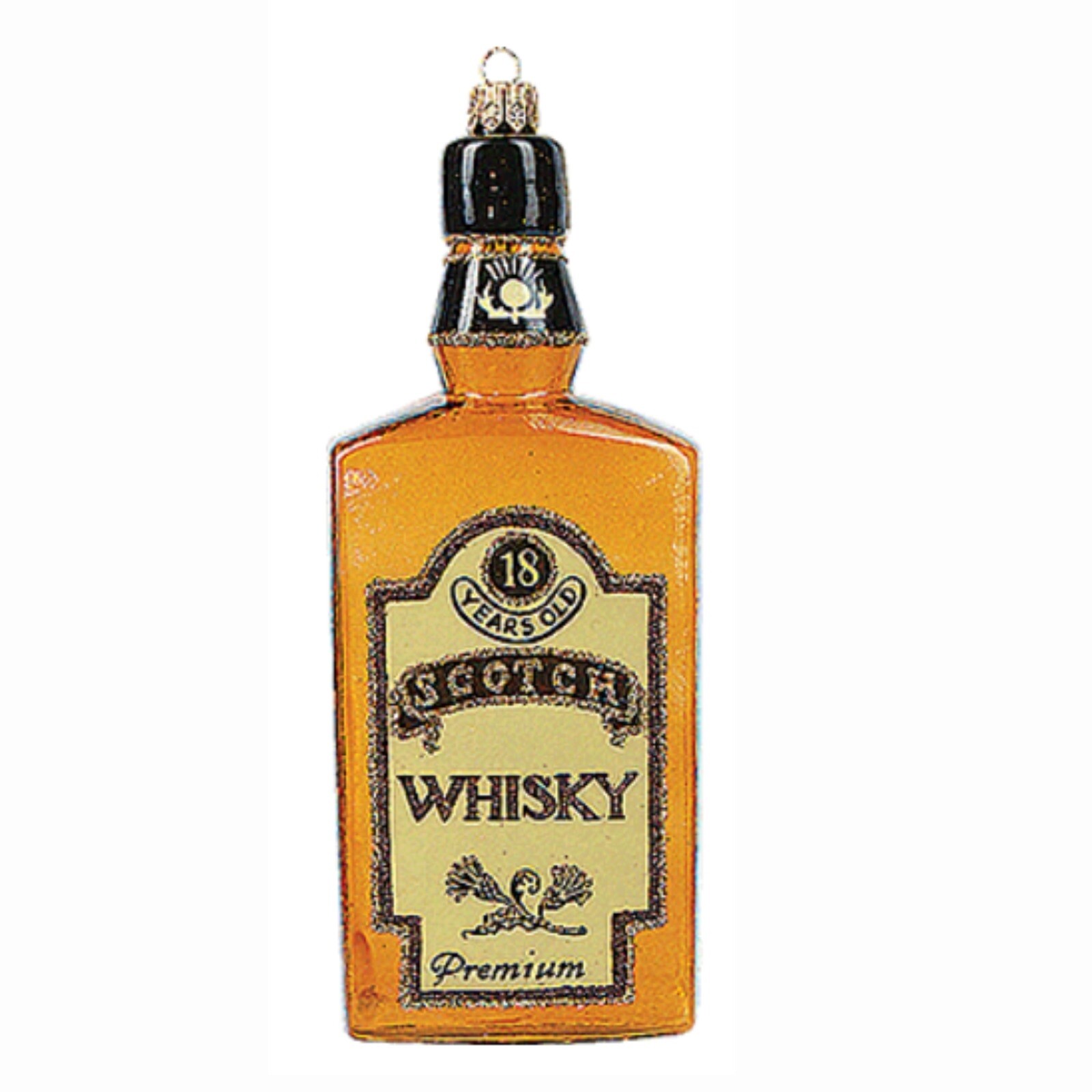 Bottle of Premium Scotch Whiskey Polish Glass Christmas Ornament Decoration