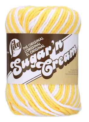 Spinrite Lily Sugar'n Cream USA Cotton Yarn Daisy Ombre Yellow Dye Lot # 349700