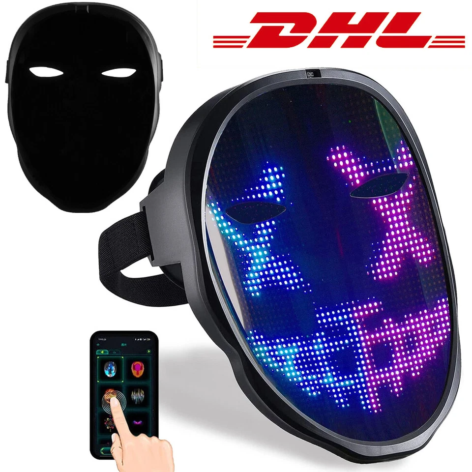 Interaktive LED Maske Gestensteuerung für Cosplay Fasching Party Event Maskerade