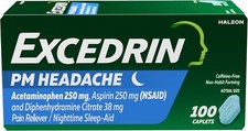 Excedrin PM Sleep Aid with Headache Relief Caplets for Nighttime Headaches and S
