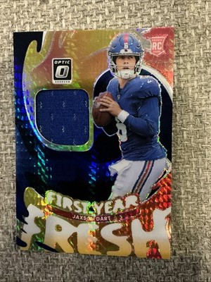 2025 Donruss Optic First Year Fresh Jaxson Dart #FYFBH-JDA Blue Hyper RC Patch