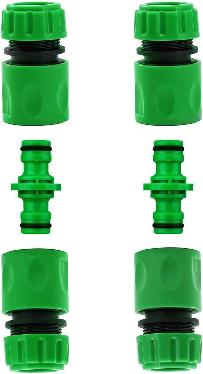 2PCS Double Male Hose Connectors & 4PCS End Quick Connectors for Hose Pipe Fitti