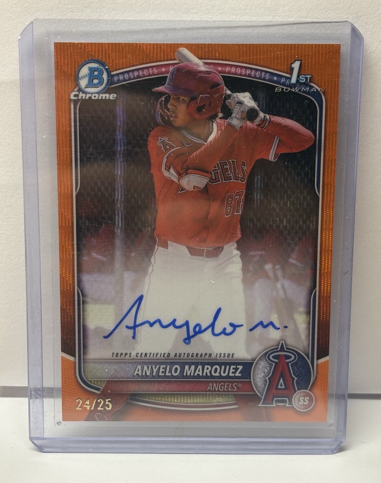 2025 Bowman Chrome Anyelo Marquez 1st Bowman Orange Auto /25 Autograph First