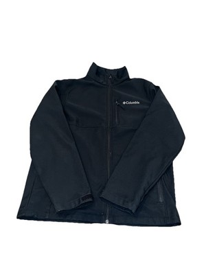 Columbia Jacket Mens Medium Black Softshell Full Zip Windbreaker Outdoors WM6044