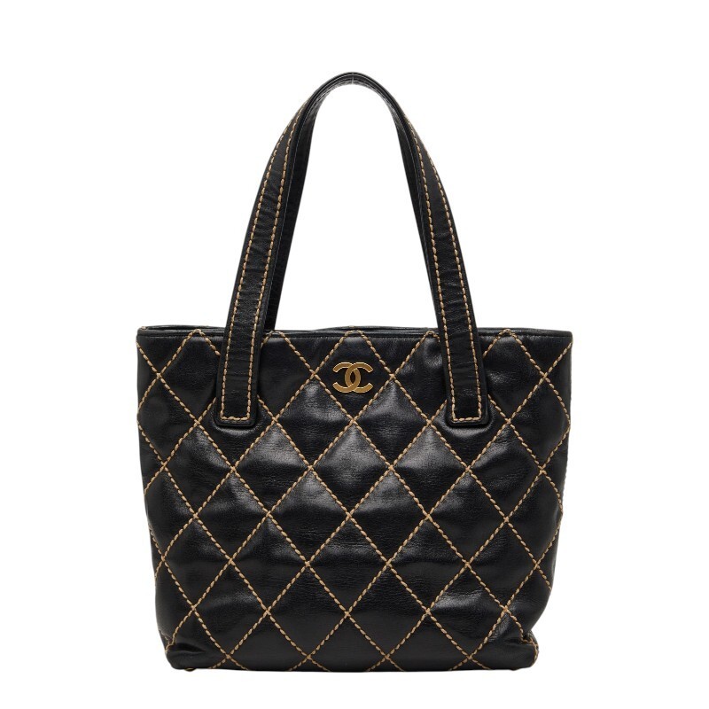 CHANEL　バッグ　ワイルドステッチ Chanel Coco Mark Wild Stitch Tote HandBag A18126 Leather 828884 | eBay