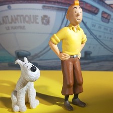 RARE Philaimpex Herge Tintin 3" deco plus fours + Snowy the Dog Wire Fox Terrier