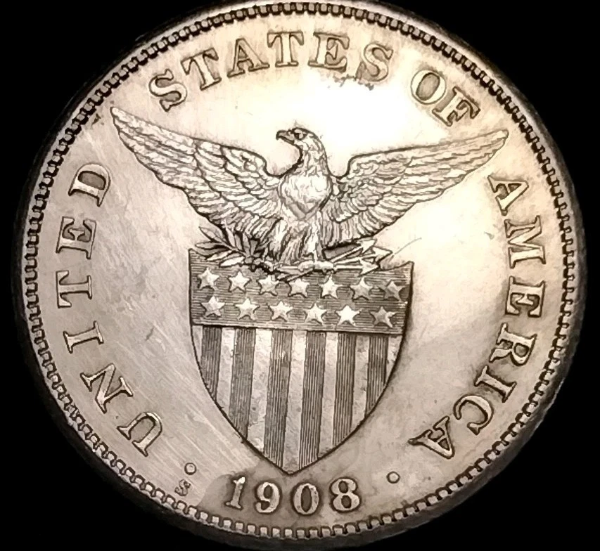 Filipinas-EE. UU. 1908 S líneas de pelo de un peso C25-534 Foto 2 de 4