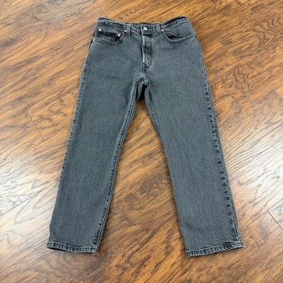 Levis 501 Jeans Womens 30 Gray Straight Original Cropped High Rise Stretch 29x25
