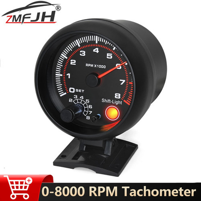 #ad Car Universal TachometerGauge 0 8000 RPM Tachometer With Shift light Tacho Gauge $41.99