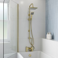 Waterfall Bathroom Taps Brushed Brass Basin Mixer Bath Filler Shower Tap Set