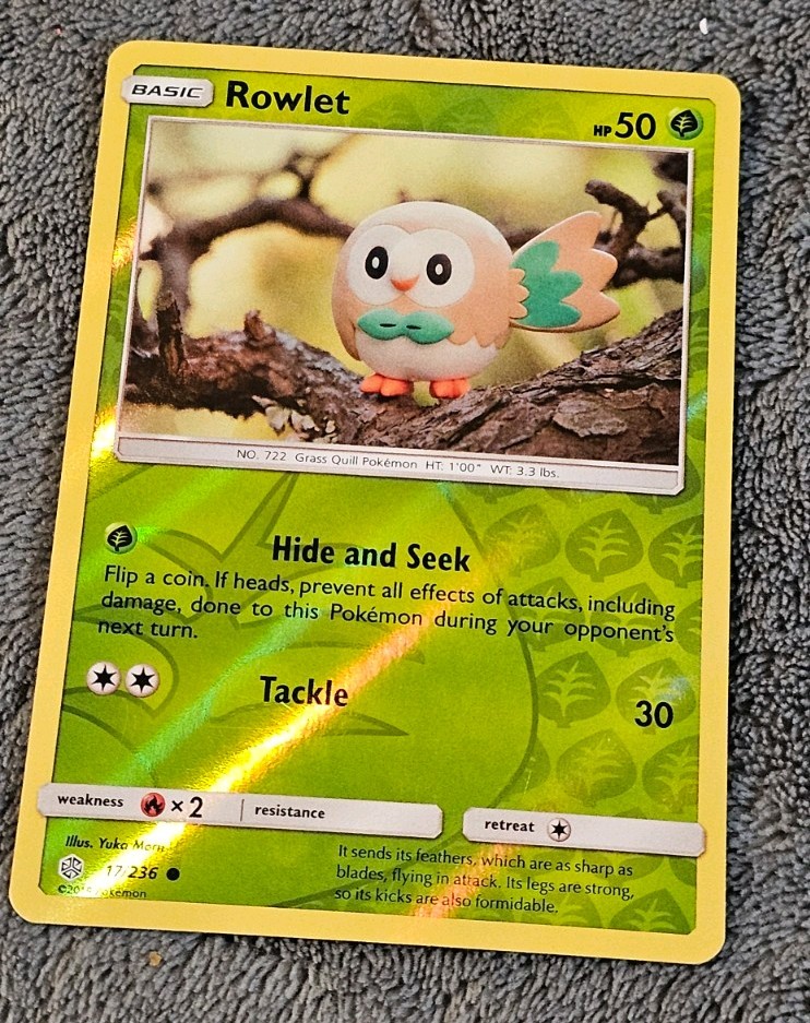 Rowlet 17/236 SM - Cosmic Eclipse Common Reverse Holo Pokemon TCG