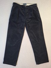 VTG Polo Ralph Lauren Corduroy Andrew Pants Men's 38x32  Black Pleated Straight