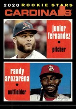 2020 Topps Heritage #216 (Junior Fernandez / Randy Arozarena) Rookie Card. rookie card picture