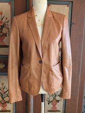 Massimo Dutti Lederblazer Glattleder Blazer Gr.S 36 cognac hellbraun NP249€