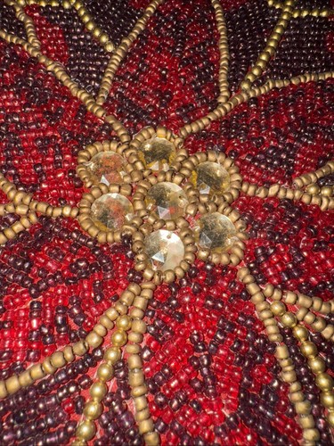 St Nicholas Heavy Beaded Decorative Placemat Christmas Motif Poinsettia Set Of 6 - Picture 6 of 9