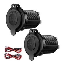12V Cigarette Lighter Socket, 2 Pack Car Marine Motorcycle ATV RV Lighter Black