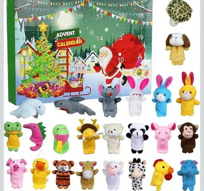 Christmas Advent Calendar for kid with 24pcs Finger Puppets Plush Toys