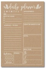 Rustic Undated Daily Task Planner To do List Pad, School Family Life Work 50 pgs