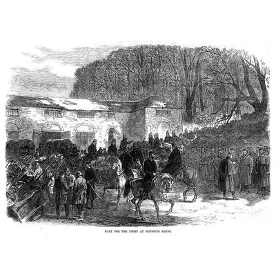 IRLAND Fenian Insurrection Tipperary Flying Column Dundrum House Old Print 1867