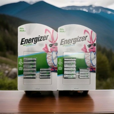 2 Packs Energizer Recharge Power Plus AA (6) & AAA (4) Batteries SEALED