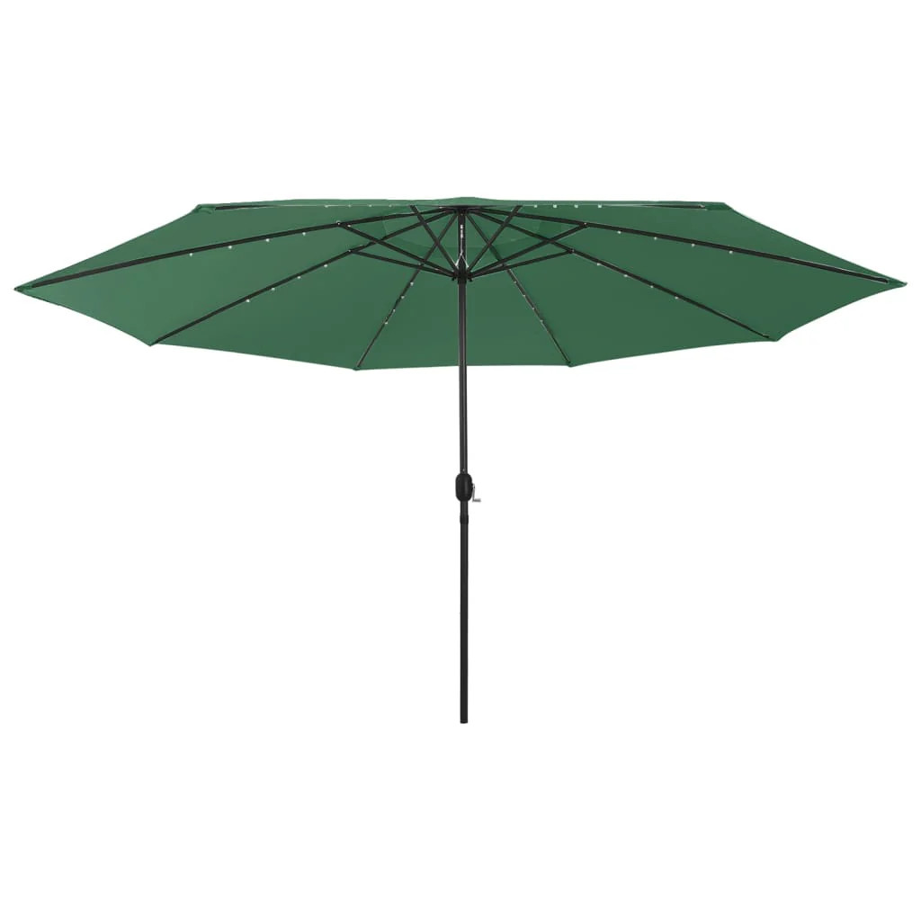 Parasol de jardin 400 cm vert pour protéger du soleil et éclairer le soir