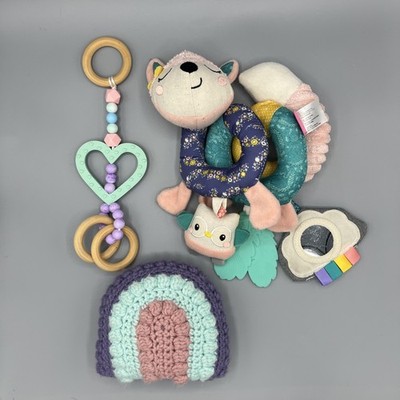 Baby Toy Lot, Soft Rattle, Infantino Stroller Bar Toy, Hanging Teething Toy