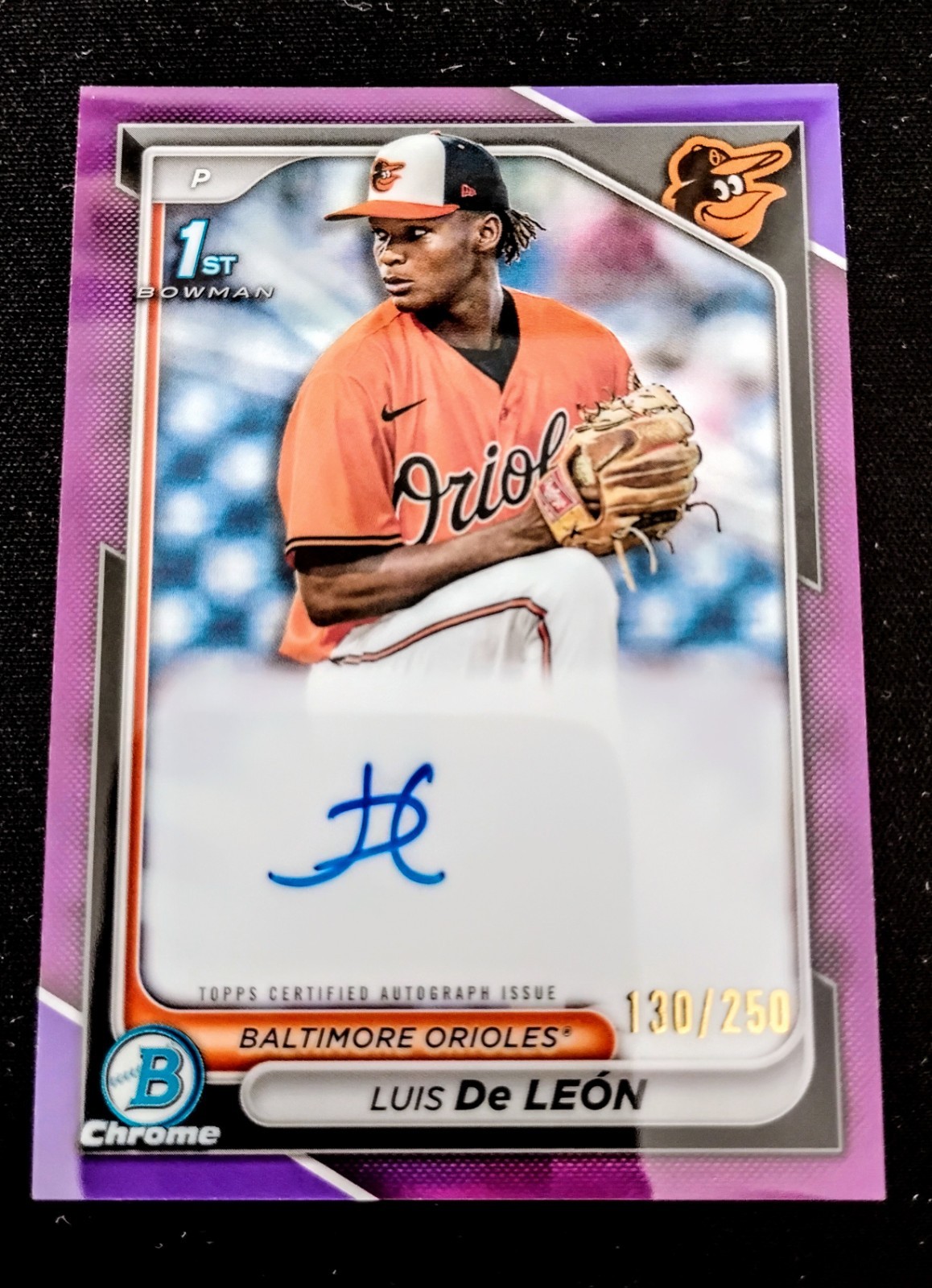 2024 Bowman Chrome LUIS DE LEON 1st Auto PURPLE REFRACTOR!🔥 #/250! TOP 100💫