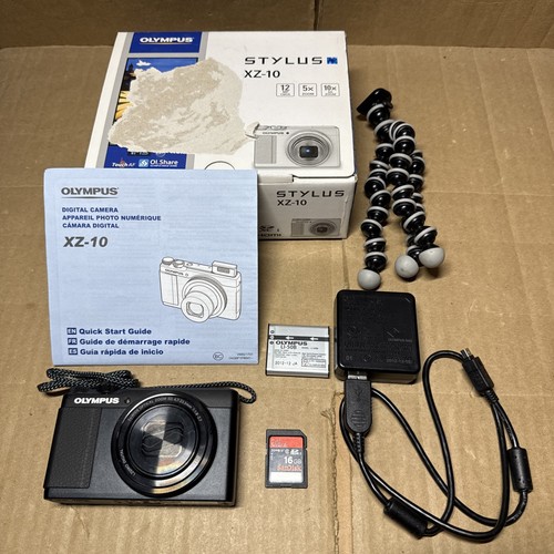 Olympus Stylus XZ-10 12.0MP Digital Camera - Black W Bundle Tested Works Great