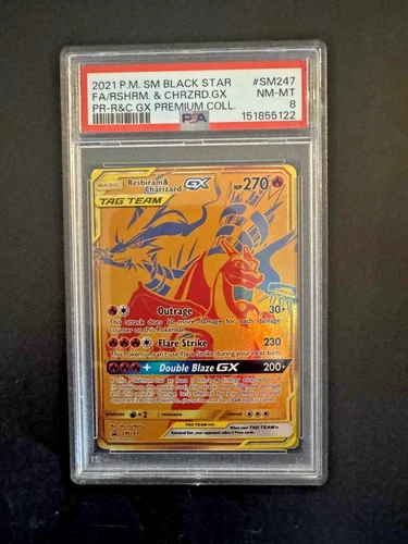 Reshiram & Charizard GX - Promo SM Promos SM247  PSA 8 Pokemon