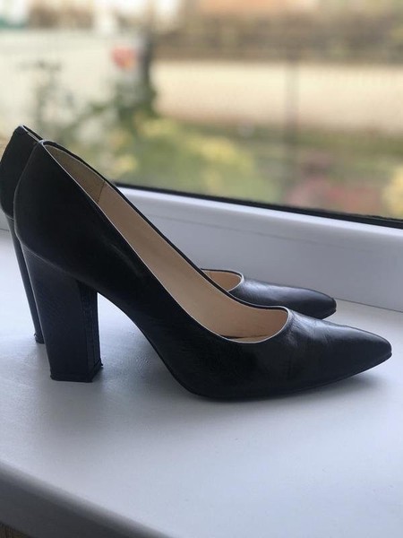 Women Nine West Heels Black Leather 39 #BE71