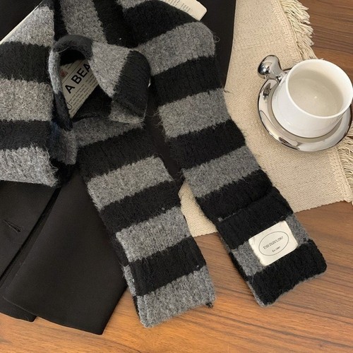Stripe Knitted Scarf Knitted Scarves Bib New Neckerchief Gift - Picture 8 of 13