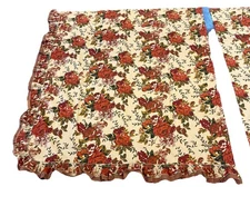 JCP Home Roses Pair of Curtains 50 x 57” each Red, Tan, Green Plaid Trim