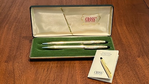 Vintage Cross 10K Gold Filled Pen and Pencil Set In Box With Manual