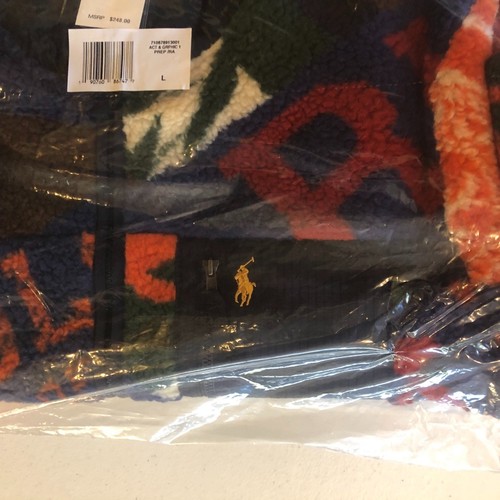 New Polo Ralph Lauren Pennant Pile Fleece Jacket Sz L Graphic Prep RA 22 NWT NIB - Picture 3 of 16